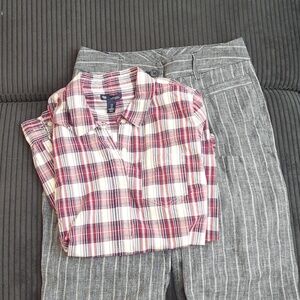Bundle: Plaid Shirt with Striped Pants Size S